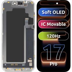 MP Display cu Touchscreen MP compatibil cu Apple iPhone 17 Pro, cu Rama, Versiune Soft OLED FHD 120Hz IC Movable, Negru - koubsolutions
