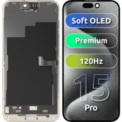 MP Display cu Touchscreen MP compatibil cu Apple iPhone 15 Pro, cu Rama, Versiune Premium Soft OLED FHD 120Hz, Negru - koubsolutions