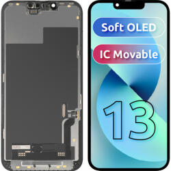 MP Display cu Touchscreen MP compatibil cu Apple iPhone 13, cu Rama, Versiune Soft OLED FHD IC Movable, Negru - koubsolutions