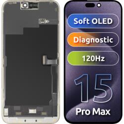 MP Display cu Touchscreen MP compatibil cu Apple iPhone 15 Pro Max, cu Rama, Versiune Soft OLED FHD 120Hz Diagnostic, Negru - koubsolutions