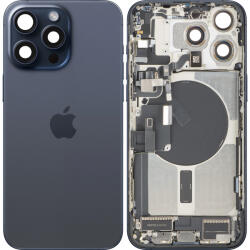 Apple Capac Baterie Apple iPhone 15 Pro Max, Cu Carcasa Mijloc, Full Parts, Albastru (Blue Titanium), Swap Premium