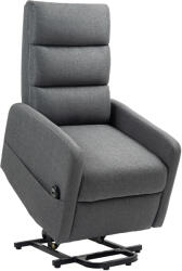 HOMCOM Fotoliu relax electric cu funcție de ridicare, telecomandă, spumă moale, buzunar lateral, husă cu aspect de in, Gri | Aosom Romania (713-192V90CG)