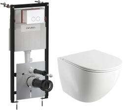 Omnires Set complet vas WC suspendat OMNIRES, Ottawa Comfort, OTTAWACMWBP, cu rezervor si clapeta (OTTAWACMWBP + STFWCECO1M-RBP)