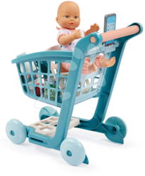 Ecoiffier Cărucior de cumpărături cu păpușă de 30 cm Trolley Doll Vert Azur Écoiffier 8 accesorii cu smartphone de la 18 luni (ECO1658)