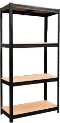 Empt fém polcrendszer, 150×70×30 cm, fekete, 4 polcos (39279)