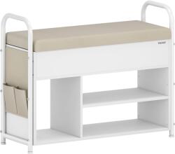 VASAGLE tárolós cipős pad ülőkével, 80 cm, felhőfehér-bézs (LSB052W01) - vasbutor
