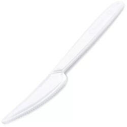  Kés, műanyag, többször használatos, 18 cm, 50 db, fehér (KHMU314) - tutitinta