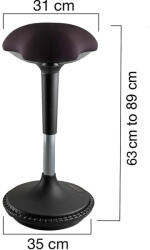 Unilux Scaun ergonomic cu picior metalic, ajustabil in inaltime - 63-89cm, UNILUX Moove - negru (400110242)