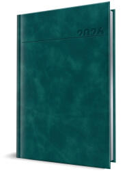 Herlitz Agenda datata a5 352pag premium deluxe chia coperta piele sintetica verde petrol folio argintiu 2026 (9495470)