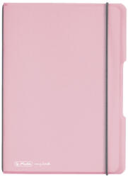 Herlitz Caiet my. book flex a5 40f 80g/mp patratele roz transparent elastic gri (9478340)