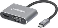 Manhattan Adaptor USB-C la HDMI si VGA Manhattan Gri (130691)