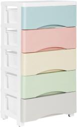 ModernHOME PJJCBS0024-05C Tároló polc 5 fiókkal, görgőkön, 75 × 27 × 39 cm