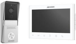 Hikvision Kit videointerfon pe 2 fire Hikvision DS-KIS102-P/S, 1 familie, 7 inch, plug and play, aparent (DS-KIS102-P/S)