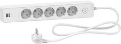 Schneider Electric Prelungitor 5x2P+E +intrerupator+2USB cablu 1, 5m alb Schneider ST945U1W (ST945U1W)
