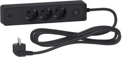 Schneider Electric Prelungitor 3x2P+E +intrerupator+2USB cablu 3m antracit Schneider ST943U3B (ST943U3B)