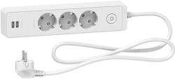 Schneider Electric Prelungitor 3x2P+E +intrerupator+2USB cablu 1, 5m alb Schneider ST943U1W (ST943U1W)