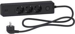 Schneider Electric Prelungitor 3x2P+E +intrerupator+2USB cablu 1, 5m antracit Schneider ST943U1B (ST943U1B)