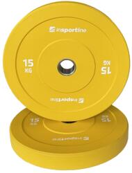 inSPORTline Gumírozott súlytárcsa inSPORTline Bumper Plate Go 15 kg 50 mm, minőségi kivitelezés, vonzó színkialakítás, kopásálló, tartós ütköző gumi (31397) Súlytárcsa