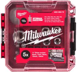 Milwaukee Set compact cu antrenor cu clichet ¼″, biți și chei tubulare în cutie compatibilă PACKOUT - 25 BUC (4932499470)
