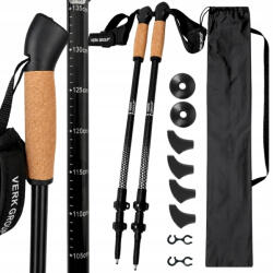 Nordic walking bot, túrabot, parafa markolattal, fekete - állítható trekking bot (v14706_CZ)