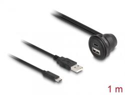 Delock Cablu prelungitor USB type C + USB-A T-M 1m Negru montare masa/carcasa/auto, Delock 88103 (88103)
