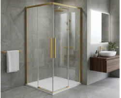 SAPHO GELCO LUXOR GOLD sarokbelépős tolóajtós zuhanykabin, 100x100 cm, transzparent üveg, matt arany profil (GU1210GGU2110G)