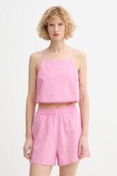 American Vintage crop top női pamut - rózsaszín S
