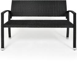 CASARIA Kerti pad, polyrattan, fekete, 122 x 58 x 87 cm (DE103286)
