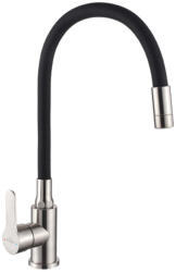INVENA KSANTI SLIM 2F konyhai csaptelep, álló, flexibilis kifolyócsővel, 2 funkciós fejjel, FEKETE-INOX (BZ-37-I43-L)