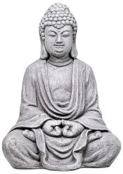  Meditáló Buddha szobor - szürke, beltérre és kertbe, 33 cm