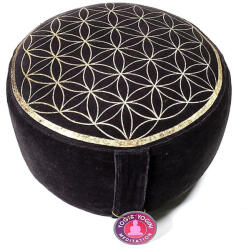 Yogi & Yogini Vintage bársony meditációs párna - élet virága, antracit, hajdina töltet