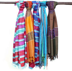 AwGift Nagy Indiai Boho Sálak - 75x180cm - Vegyes Kék - 10 db-os Csomag