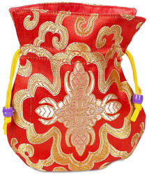 Piros brokat tasak piros belessel - 10 x 14 cm