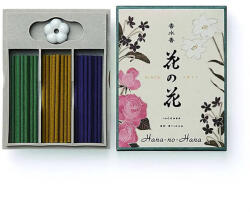  Hana no Hana japán füstölő ajándékdoboz - rózsa, liliom és ibolya, 30 db pálcika tartóval