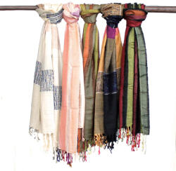 AwGift Indiai Boho Sál - 75×180 cm - Vegyes Zöld Árnyalatok - 10 db-os Csomag