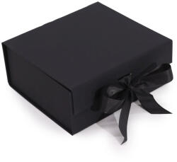 AwGift Lapos Ajándékdoboz - Közepes Négyzet 20x18, 2x8 cm, Fekete (3 db-os Csomag)
