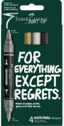 Faber-Castell Akril marker készlet, kétvégű MULTIMARK klasszikus színek Faber-Castell fehér, ezüst, arany, fekete 4klf. szín (FC186010) - tintasziget