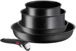 Tefal Tigai si seturi Set de 5 piese Tefal Ingenio Black Stone L3998953, tigaie 22/28 cm, cratita 16/20 cm, maner detasabil, invelis antiaderent Mineralia+, indicator Thermo-Signal, inductie, negru