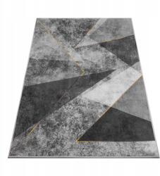 Tb-Carpets Szőnyeg Szürke 220X160 Geometrikus Háromszögek Arany Fekete Modern Nappali (PP)