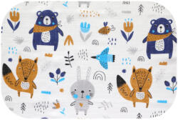 Bergon Színes mintás textil pelenka 70x80 cm-Erdei állatok nagy kék