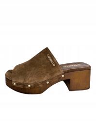 CheBello Flip-flop papucs CheBello 5029 bőr sarokkal sötét Bézs 36 (5029)