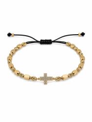 ElectraStore Bratara Unisex Reglabila Gold Cu Pandantiv Cruce si Cristale Zirconia (C4965)