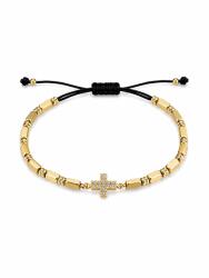 ElectraStore Bratara Unisex Reglabila Aurie Cu Pandantiv Cruce si Cristale Zirconia (C4962)