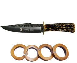 Depox Set cutit de vanatoare Bone Blade, 31 cm si rozeta extensibia pentru autoaparare , DEPOX® , otel (1235)
