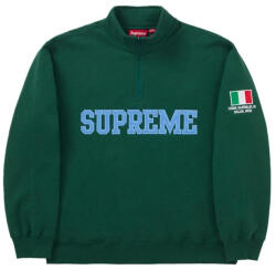 SUPREME Milan Shop Flag Half Zip Pullover Green uniszex pulóver zöld