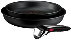 Tefal Tigai si seturi Set 3 piese Tefal Ingenio Excellence+ P0009653, tigaie de 22/26 cm, maner detasabil, tehnologie FUSIONCORE, Thermo-Signal, invelis antiaderent, aluminiu. inductie, negru