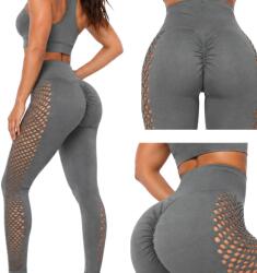 Verk Group Női Push Up Modellező Leggings Magas Derék Fitnesz Edzőterem Szürke L/XL (14673_SZ_L/XL)