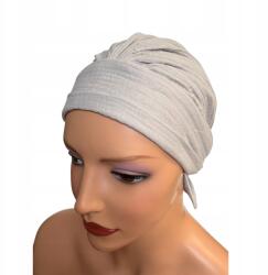 Eva Design Tess kendő világosszürke muszlin nyári fodros női sapka sima (turban wiosna-lato)