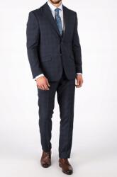 Sötétkék kockás férfi blézer kék cérnával 182/100-es méret