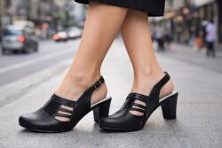 Ciucaleti LUX Sandale dama elegante din piele naturala - model negru, confort premium S33CRN, marimea 35